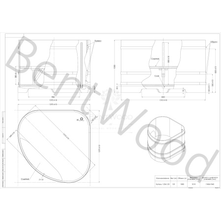 Купель угловая из кедра 1,37х1,37