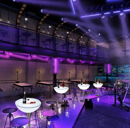 Стол светящийся круглый на металическом основании 80х80х96